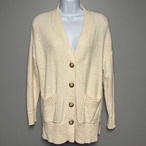 LOFT Grandmacore Neutral Minimalist Light Academia Cardigan Sweater Womens Sz S